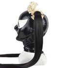 Black Latex Hood With Double Wig Ruffle Decoration Rubber Mask Cosplay Halloween