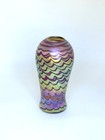 Gold  Luster Vase With Red Murano Design  Blown Glass By Saul Alcaraz