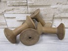 4 Antique Vintage 3 1 4   Wide End Wooden Industrial Textile Bobbins Spools