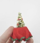 Vtg Handmade Mini Dollhouse Bottle Brush Christmas Tree Felt Table   2-1 2 