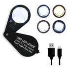 30x Illuminated Jewelry Loupe Magnifier - 4 Lighting Modes  Pocket Folding Tripl