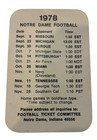 Notre Dame Fighting Irish Football 1978 Pocket Schedule