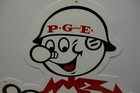 Pg e Reddy Kilowatt Die Cut Sign With  old  Logo Light   Power Electrician Gift