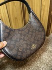 Coach Signature Emily Shoulder Bag Canvas Leather  Brown