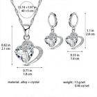 Blue Heart Crystal Earrings Necklace Set Jewelry Necklace Women Fashion Gift New