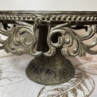 Metal Base Cake Pedestal Acanthus Leaf Ornate Dark Brown Base Only