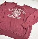 Vtg 1960s Lafayette College Flock Print Raglan Sweatshirt Maroon Seal S 60s