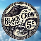 Vintage Black Crow Coffee Tin Metal Sign Classic Round Iron Wall Art 8x8