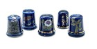 Vintage Lot 58 Assorted Thimbles Brass Wood Royal Cobalt Enamel Pewter   More