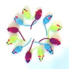 12 Colorful Hypno Rattling  Mice Interactive Catch Play Teaser Cat Toy Mouse Fun