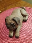 Handpainted Ceramic Dog Pug In Repose Laying Down Relaxing Cute Adorable 8  Long