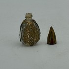 Vintage Miniature Glass Perfume Bottle Gold Filigree Ornate Collectible 2 25in