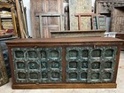 Antique Sideboard Carved Teak Buffet Credenza Blue Farmhouse Tv Stand Chest 82