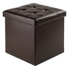 Square Storage Ottoman Faux Leather Lift-off Lid Indoor Seating Organizer New
