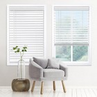 Cordless 2  Faux Wood Blinds - 70 w X 48 h  Embossed White  Easy Install  Light