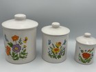 1970 s Vtg Wildflower Butterfly White Canister Retro Floral 4pc Set Retro Hippie