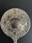 Antique Silver  Plated  Hand Mirror With Floral Design