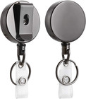 Heavy Duty Retractable Id Badge Holder Reel With Belt Clip Key Ring Stainless    