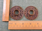 Pair Of Antique Cast Brass Or Bronze Flower Design Escutcheon Rosette Backplate