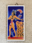 2 Handcrafted Greek Ceramic Wall Hanging Tile Smaltotechniki Ceramik 6  X 3 