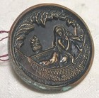 Antique Victorian Brass Picture Button Lady Balcony Vase Flowers 1 25  Wide