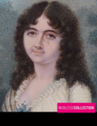 Antique Early 1800s French Empire Hand Painted Gouache Miniature Woman Portrait