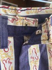 Crazy 1970s Novelty Print High Waisted Shorts With Peace Sign Feet  Waist 26in