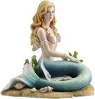 Enchanted Song Mermaid Sitting On The Ocean Floor Polystone Hand Painted Statue