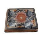 Vintage Mexican Tanala Pottery Hand Painted Folk Art Stone Trinket Jewelry Box