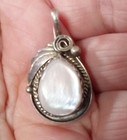 Vintage Native American Navajo Pink Mop Sterling Pendant Signed     