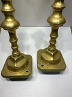 Pair Antique Heavy Solid Brass Candle Stick Holders 12  Tall 3 Lbs Ea