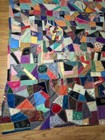 Antique 19th C Crazy Quilt Exceptional Beautiful Stitching Embroidery Folk Art 