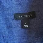 Talbots Size L Long Sleeve Shirt Blouse Tunic Blue Linen Flip Cuffs Classic