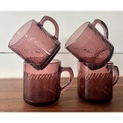 Vintage Purple Amethyst Glass Cup Mug - Set Of 4 