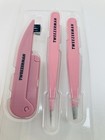 Tweezerman Tea Rose Brow Sculpting Set     Slant   Point Tweezers   Razor     New