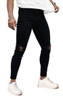Men s Ripped Jeans Slim Fit Skinny Stretch Jeans Pants  black Washed  Size 32