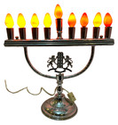Vntg Shiny Silver Electric Hanukkah Menorah Jewish Star Of David Judaism Judaica