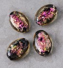 20pcs Handmade Lampwork Glass Beads Oval Silver Foil On Black  13 5 19 5mm