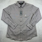 Van Heusen Shirt Mens Large 16-16 5 Gray Plaid Long Sleeve Non Iron Button Down