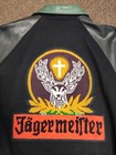 Vintage Jagermeister Leather Varsity Jacket Bomber Sz  L  Embroidered Patch 90s