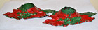 Pair Of 1922 Vintage Antique Christmas Red Poinsettia Cast Iron Candle Holders