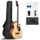 Glarry 4 String Electric Acoustic Bass Guitar With Bag Burlywood