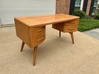 Heywood Wakefield Mid Century Solid Birch Desk Wishbone Legs