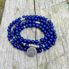 Unique 108 Mala Beads  8mm Lapis Lazuli Tibet Buddhist Prayer  Healing Necklace
