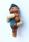 Vintage Hand Carved Painted Mechanical Stopper Drinking Man With Wine Bottle