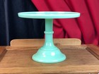 Vintage Mosser Glass 9  Wide Dessert Pedestal Jadeite Cake Stand