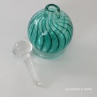 Perfume Bottle Blown Glass With Dabber Aqua Blue Stripped Swirl