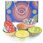 6oz 6-pieces Colorful Bohemian Style Ceramic Rice Bowls Set for Cereal  Dessert