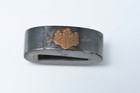 Fuchi Kashira Japanese Antique Mumei Kiri Family Crest Design Shakudo Edo Era