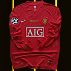 Manchester United Long Sleeve Jersey Retro Ronaldo 7 Ucl 2008 Final Red Jersey